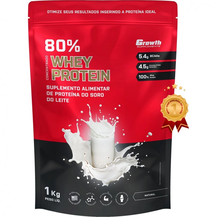 80 Whey Protein Concentrado Pacote 1kg Growth Supplements Shopee Brasil