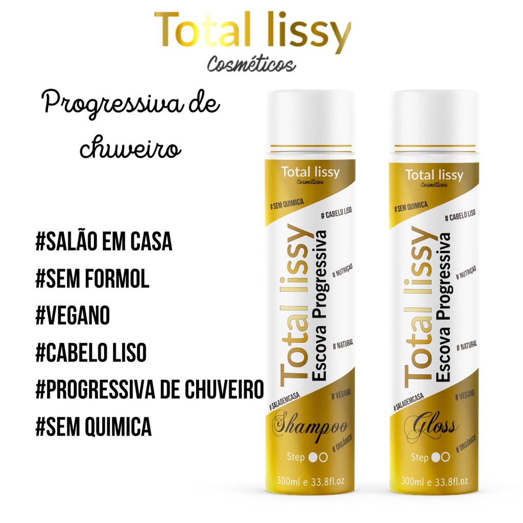 semi definitiva sem formol profissional 300ml Shampoo e 300ml Escova Progressiva Orgânica