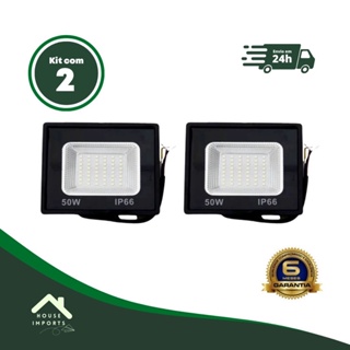 KIT 2 REFLETORES 50W Bi-VOLT LED HOLOFOTE BRANCO FRIO 6000K em Oferta na Shopee