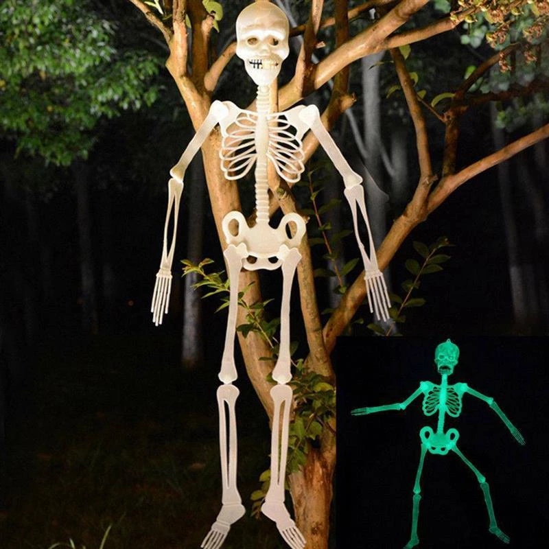 [Destaque] [Halloween] 1 Peça De Ornamento De Esqueleto Suspenso Luminoso De Caveira Brilhante De Terror , Realista Leve