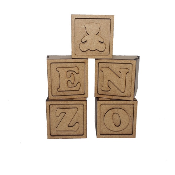 Letra cubo decoração mdf cru 8x8 cm