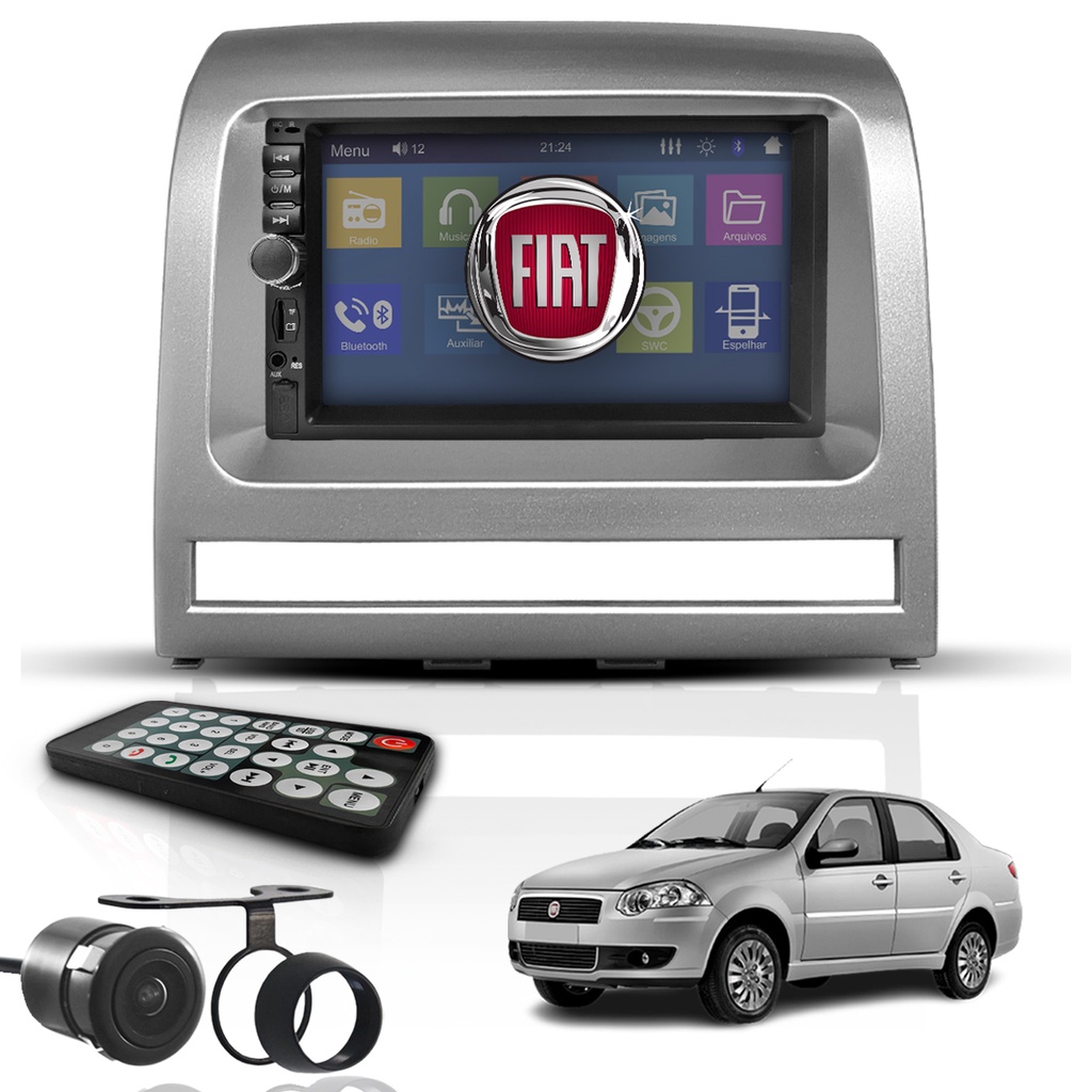 Kit Central Multimídia Universal Mp5 2 Din Bt Espelha Siena em Oferta na Shopee