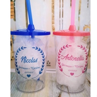 06  copos de acrílico 480 ml personalizado com tampa e canudo em Oferta na Shopee