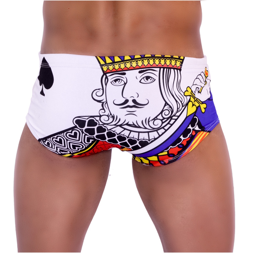 Sunga Masculina Adulto Boxer ou Slim Cavada Estampa REI DE ESPADA do EPP ao GG Com Proteção Solar