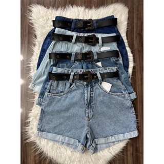 Short Mom Jeans Sem Lycra Com Cinto Couro Feimina em Oferta na Shopee
