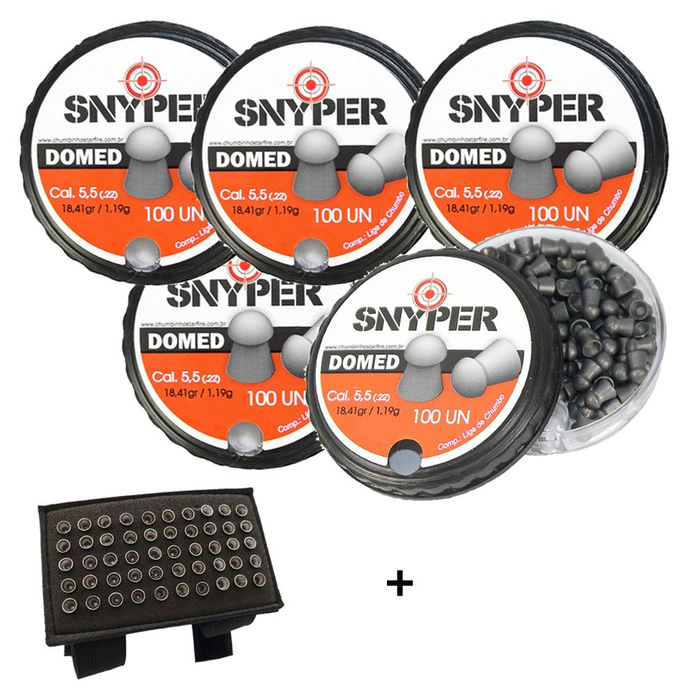 Kit 5 Chumbinho Domed 5.5mm - Snyper + Porta Chumbo em Oferta na Shopee