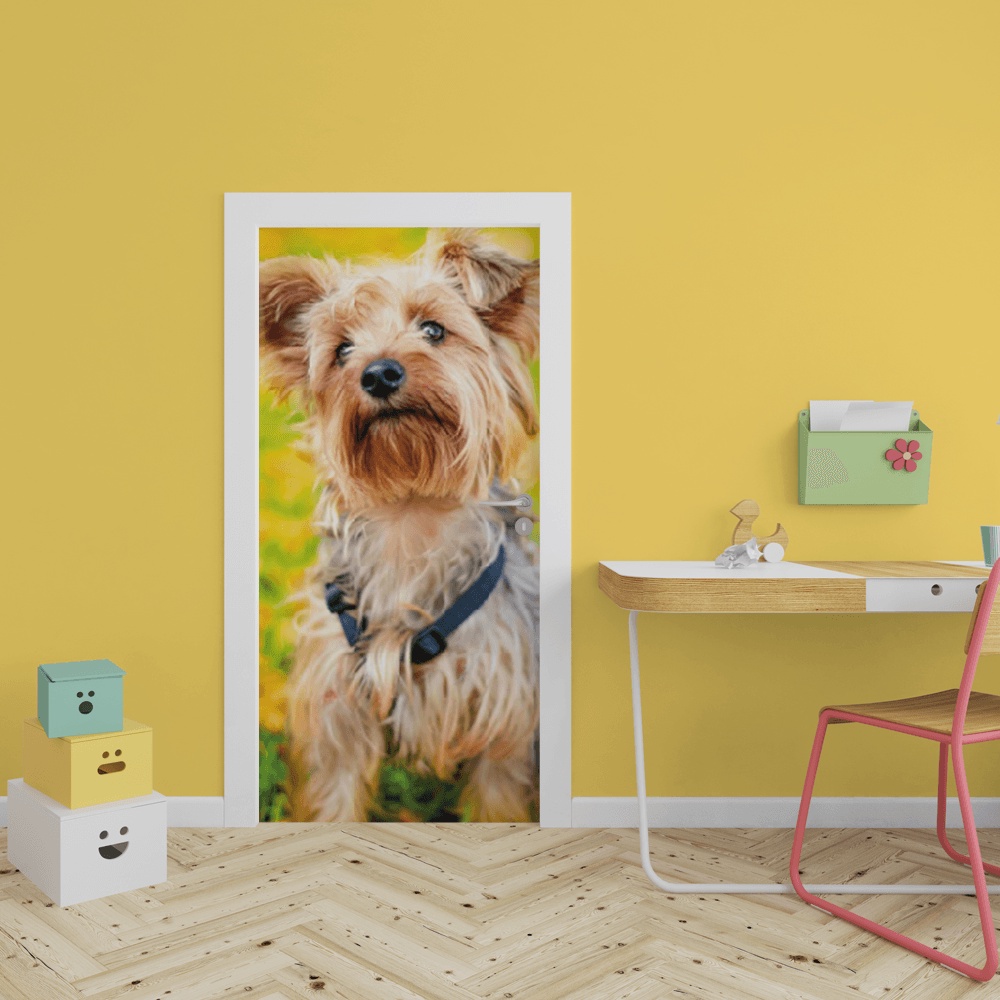 Adesivo Decorativo De Porta - Cachorro, Yorkshire, Pet 04425