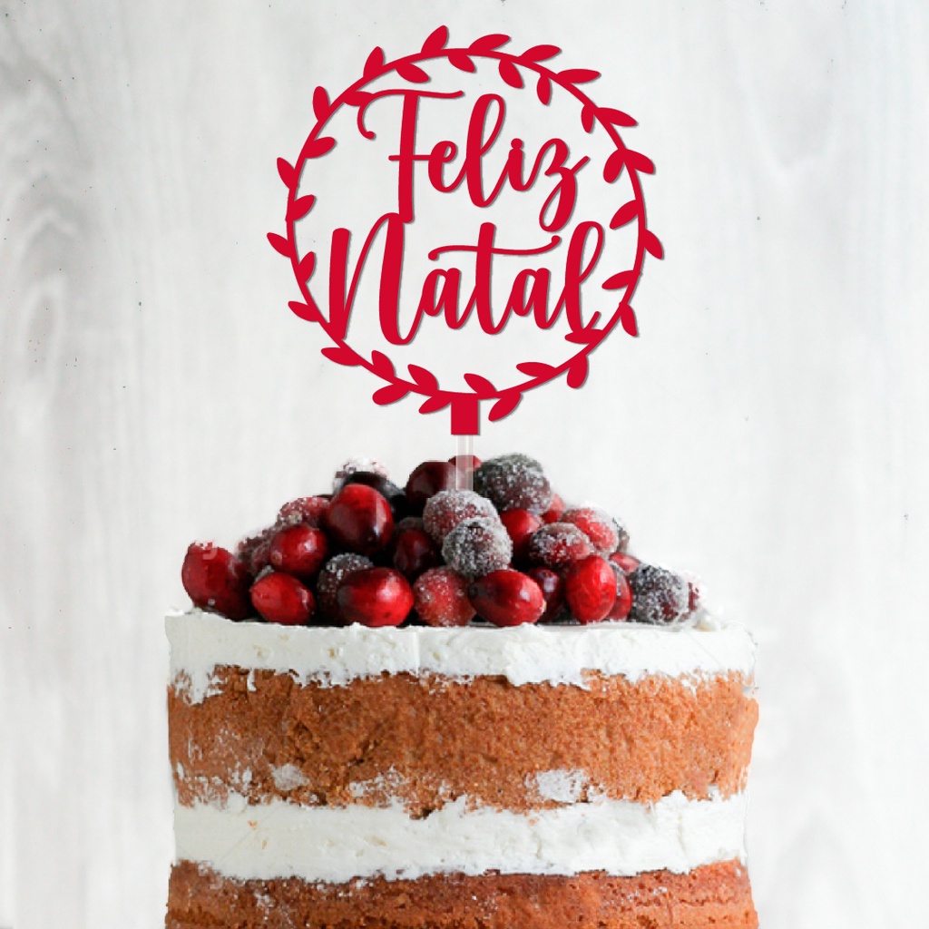 Topo de Bolo ou Panetone Feliz Natal - guirlanda
