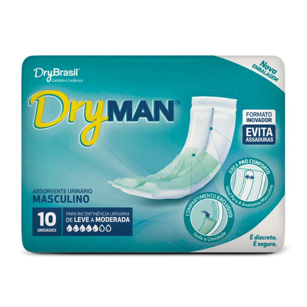 Absorvente Geriatrico Masculino Adulto Idoso Dryman 10 unid. em Oferta na Shopee