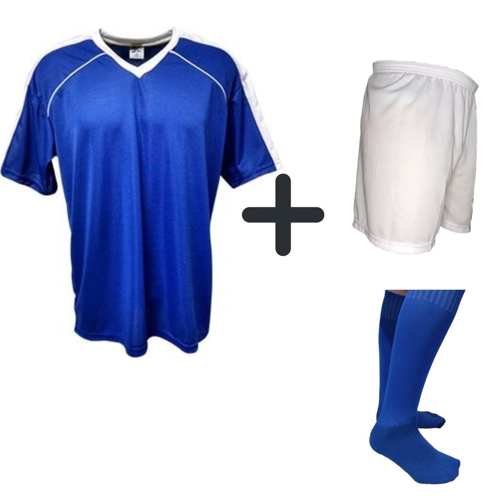 Kit Jogo de 20 Camisas Numeradas +  20 Calção +  20 Meião Fardamento Uniforme Futebol