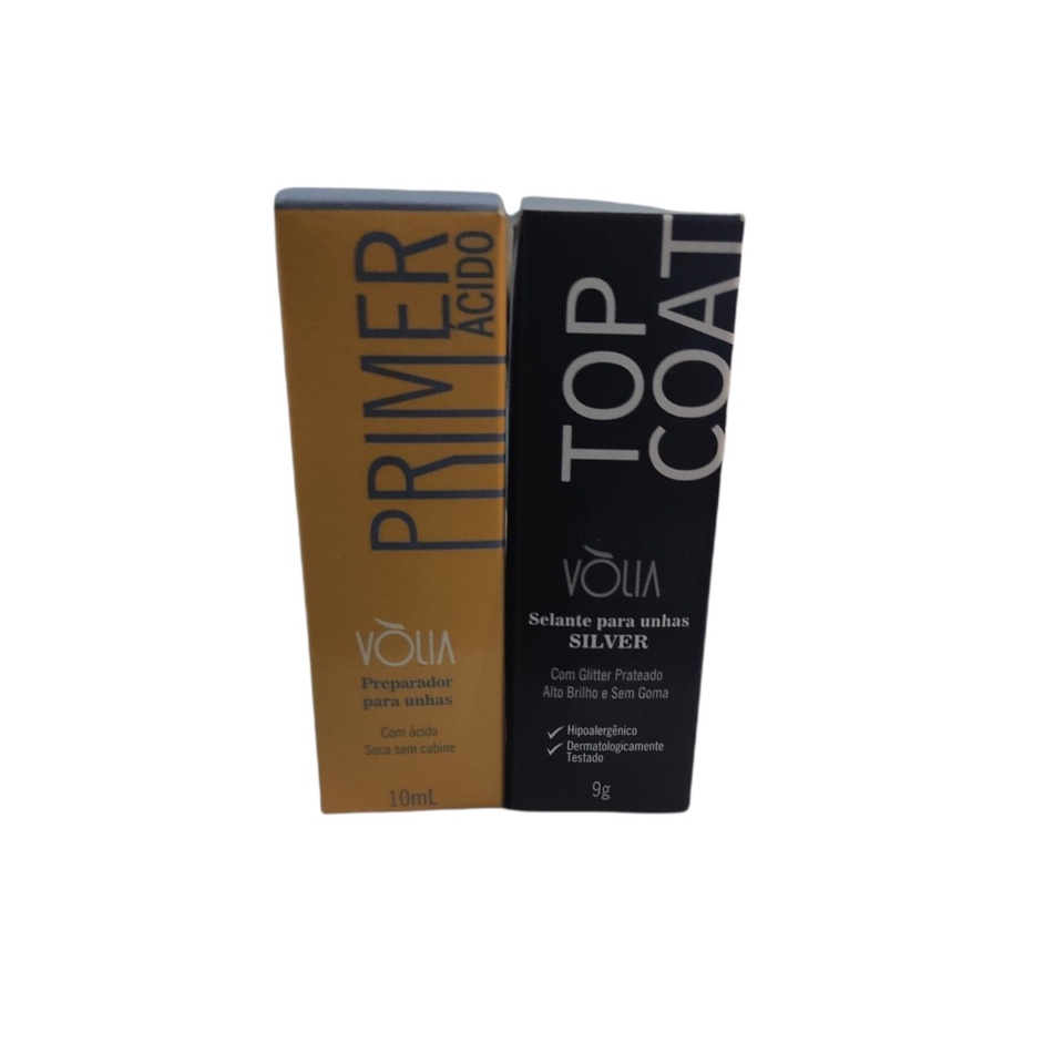 Kit Volia Primer Acido 10ml + Top Coat A Sua Escolha 9g + Brinde