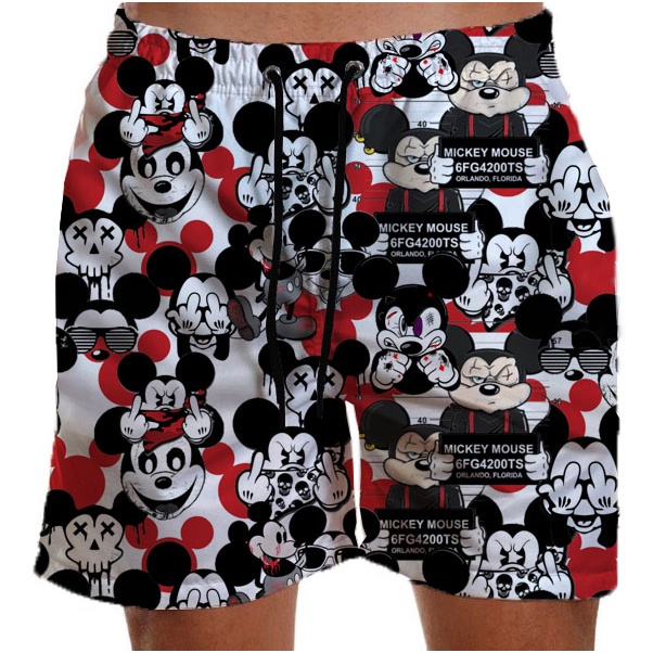 Short Masculino Mickey Tactel Praia Estampado Elastano Várias Estampas Sh80