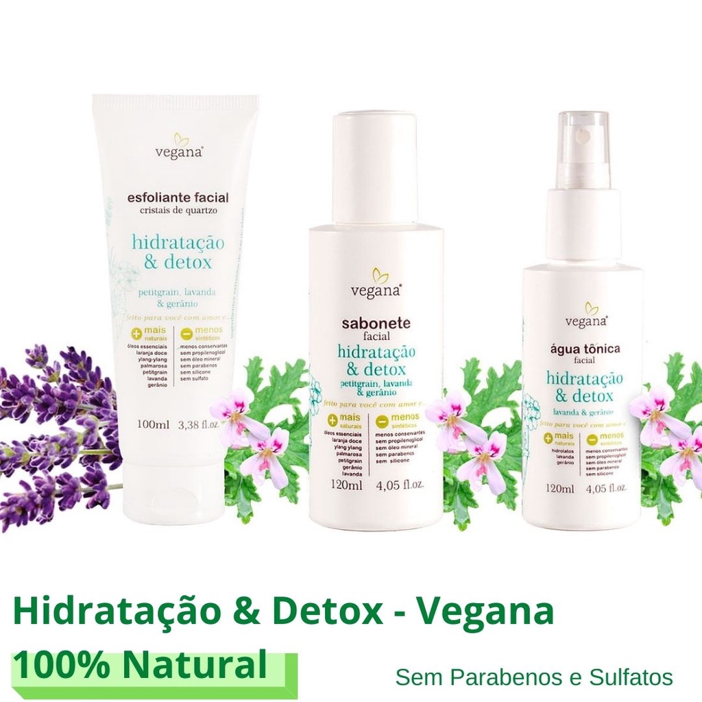 Kit Skincare Vegana Esfoliante, Sabonete, Tônico Facial Hidratação E Detox