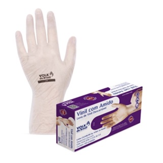 Luva De Segurança Vinil Proteção Descartável Com Amido Volk Do Brasil 100 Unidades em Oferta na Shopee