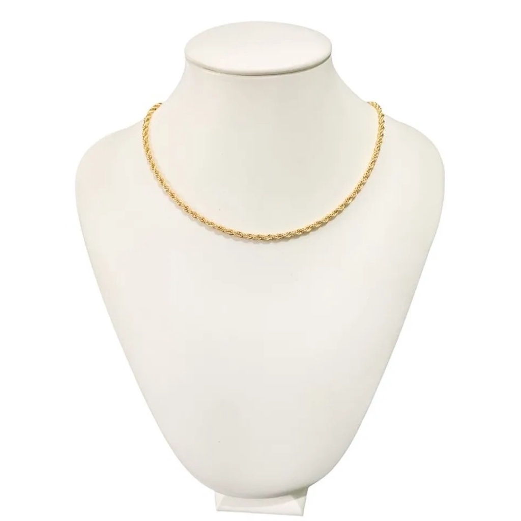 Colar Cordão Feminino elos Baiano Torcido Folheado Ouro 18k  / Choker Gargantilha Prata/ Dourado Tendência Moda