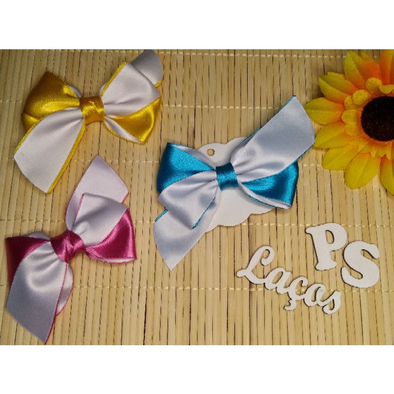 laço de cabelo infantil boutique modelo 2 pontas nas cores rosa,azul e amarelo laço acessório de cabelo