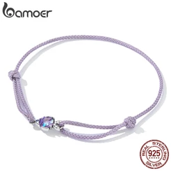 Bamoer Pulseira Banda De Prata 925 Zircon Ajustável Acessórios De Moda Presentes Para Mulheres