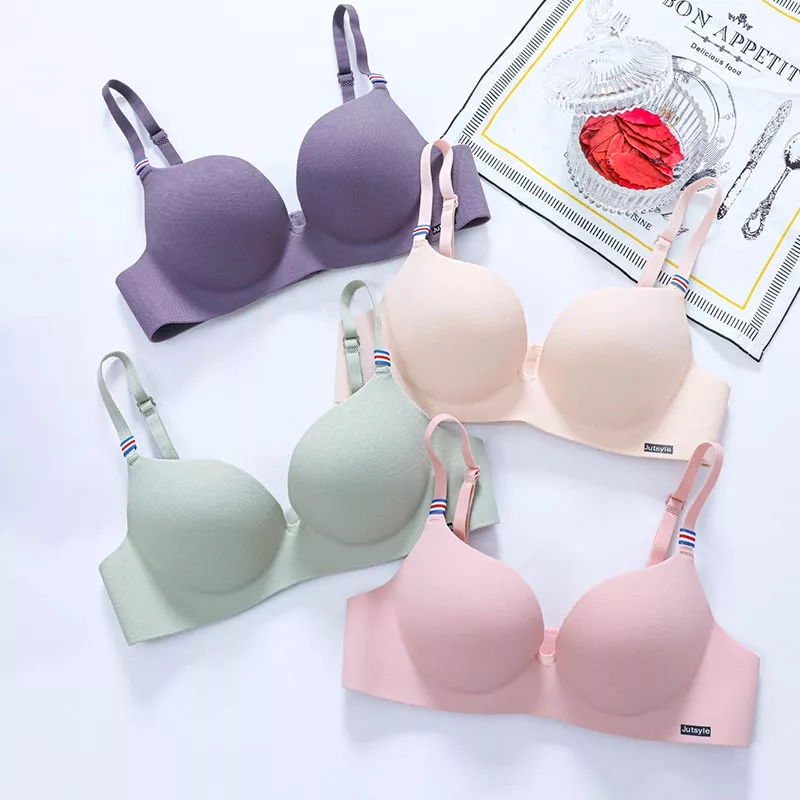 ZXYOUPING peito pequeno Sutiã Push Up Sem Costura Estilo Britânico Seda Fria Lingerie Feminino — imagem 1