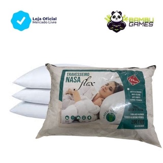 Travesseiro NASA Flex Alto Original Capa em algodão Não afunda Macio Confortável Viscoelástico 17cm