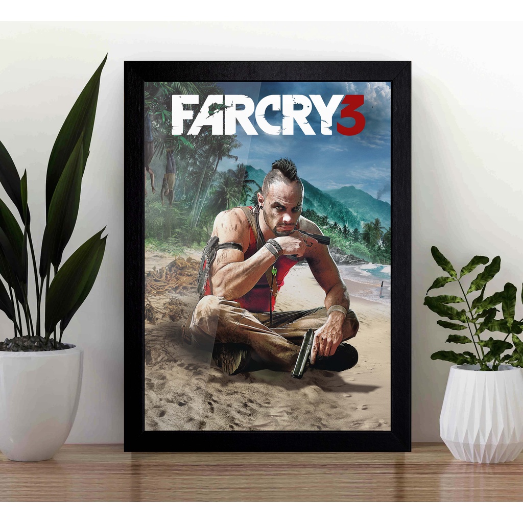 Quadro Far Cry 3 A3 - com Acrílico Na Frente (Tamanho 45.5 X 33 Cm) Poster Gamer com Moldura