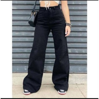 Wide leg jeans Black intenso Lisa, qualidade Premium, cintura alta, veste bem.