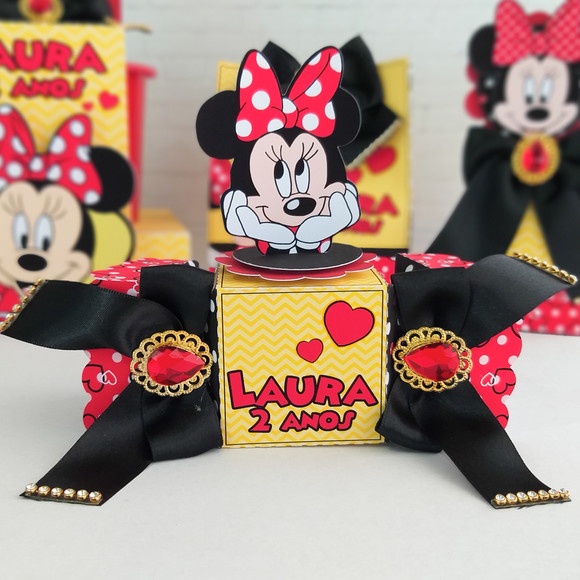 Kit Caixinhas Lembrancinha Personalizada Minnie e Mickey Aniversário Festa Infantil