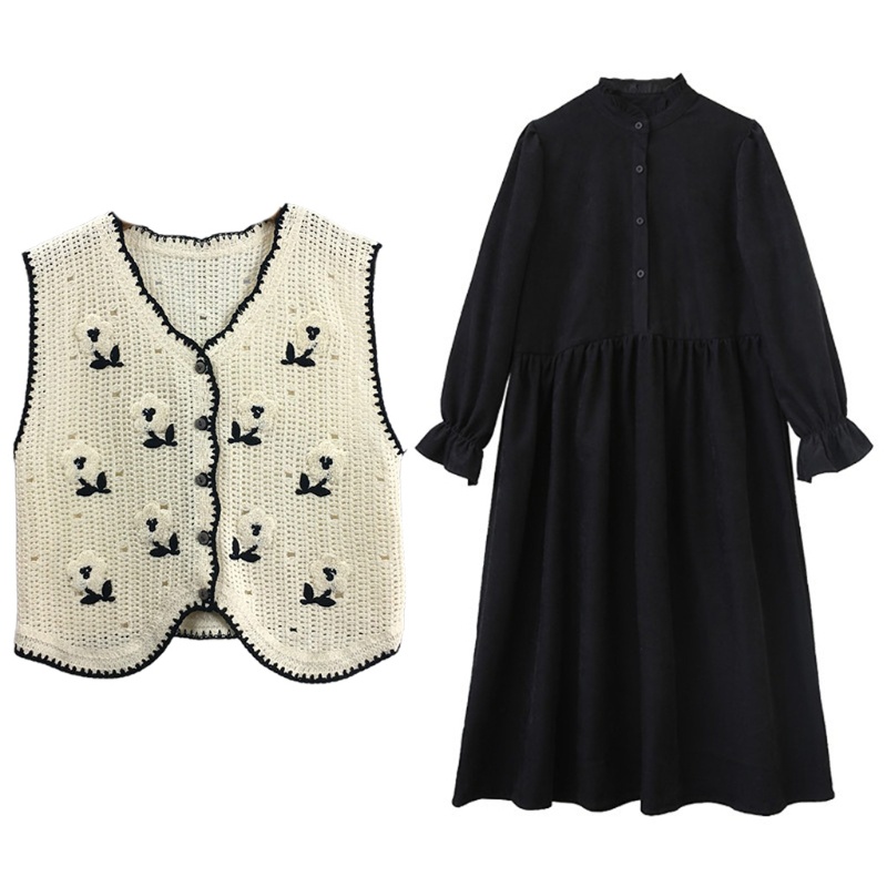 Oco Crochê Malha Florais Crop Cardigan Botão Suéter Colete Outwear