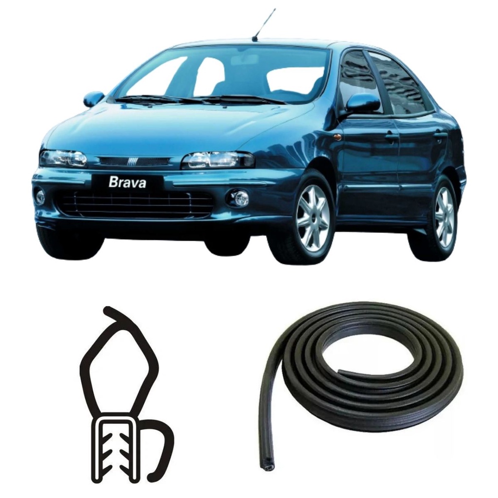 BORRACHA DO PORTA MALAS PRETA COM ABA FIAT BRAVA