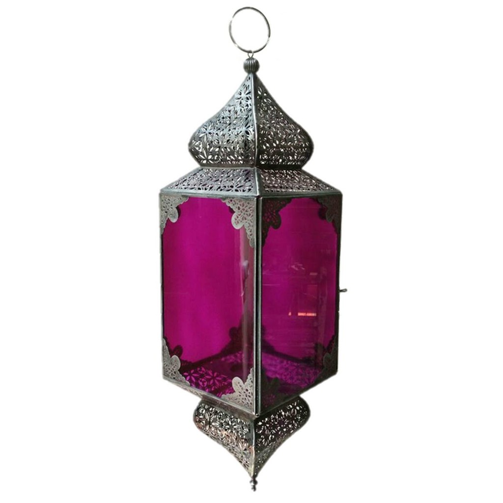 Luminária de Teto Tipo Lanterna Marroquina Indiana  Porta Vela Pink Renda India Altamente Decorativo