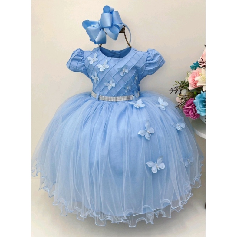 Vestido Infantil Jardim encantado azul bosque menina bonita