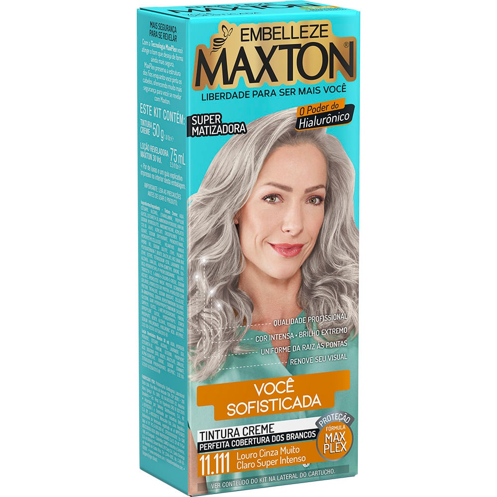 Tinta de Cabelo Maxton Beleza Sofisticada Louro Cinza Super Intenso 11.111 KIT ECONOMICO