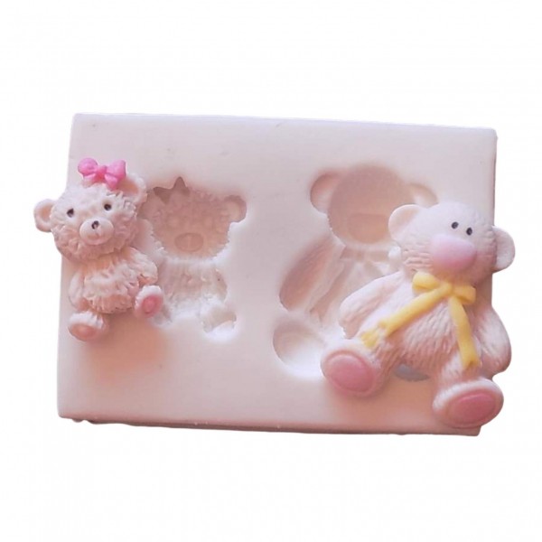 Molde De Silicone Dois Ursos Princess Molde Para Confeitaria Molde Para Biscuit 1171 em Oferta na Shopee