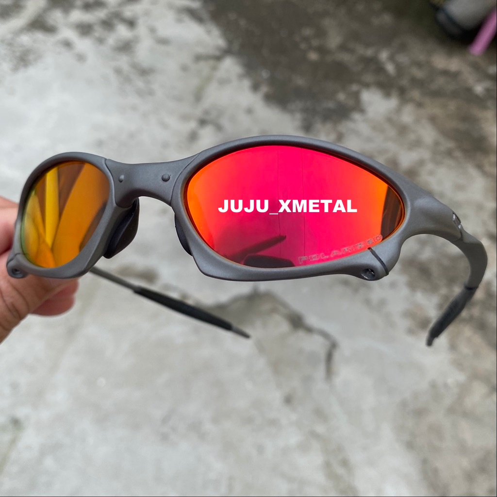 Oculos Juliet X metal Black Fosca Lente e Borracha Red Polarizada