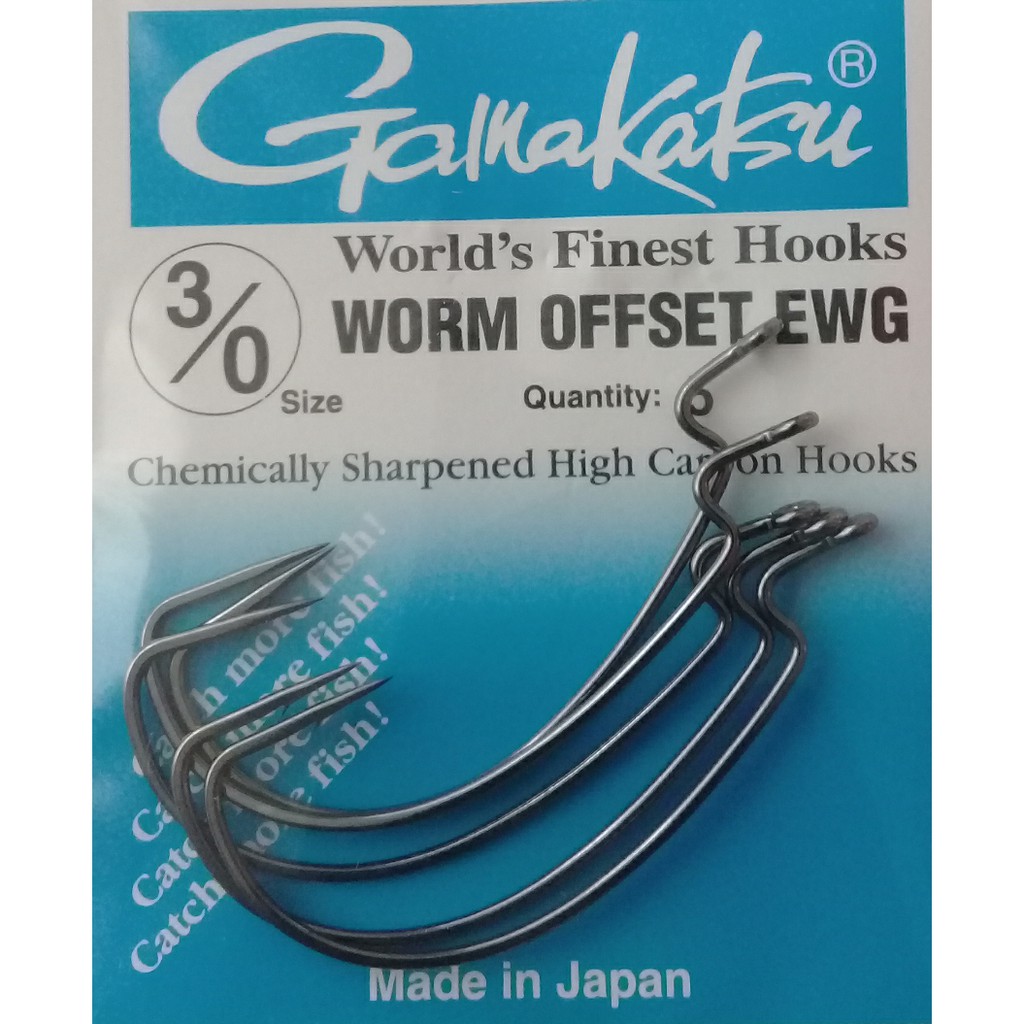 Hameçons À Vers Gamakatsu 54315 Taille 5/0 Red Offset Shank Round Bend