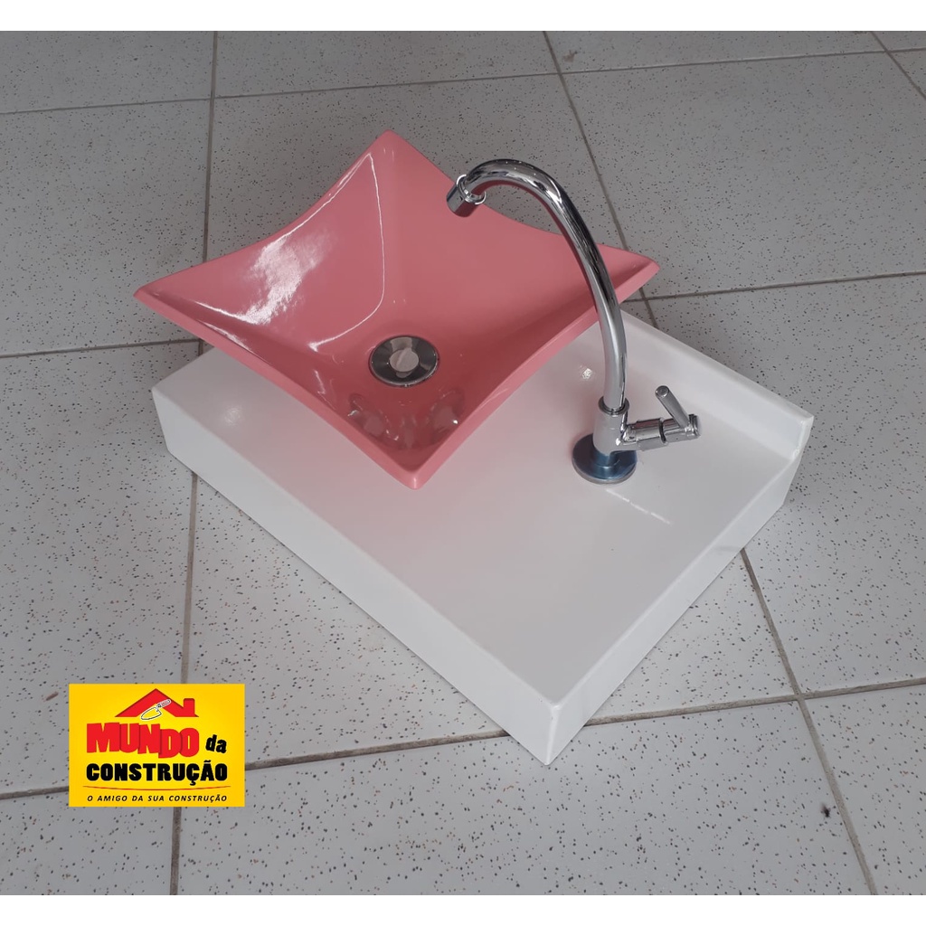 Pia de Banheiro Mármore Sintético/ Lavatório/ Cuba/ Lavabo/ Suspenso/ Cuba rosa