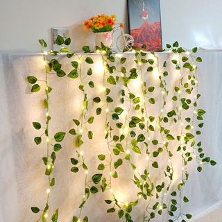 2,1m De Hera Artificial Falsas Vinhas Verde Garland Folhas De Videira Decoração De Casa Com 3m De Comprimento De Luzes De Cordas LED