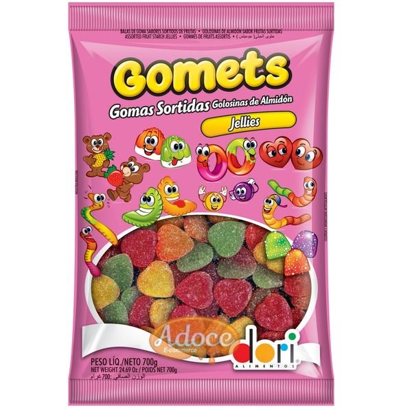 BALA GOMA GOMETS FRUTAS 700G DORI CORAÇÃO