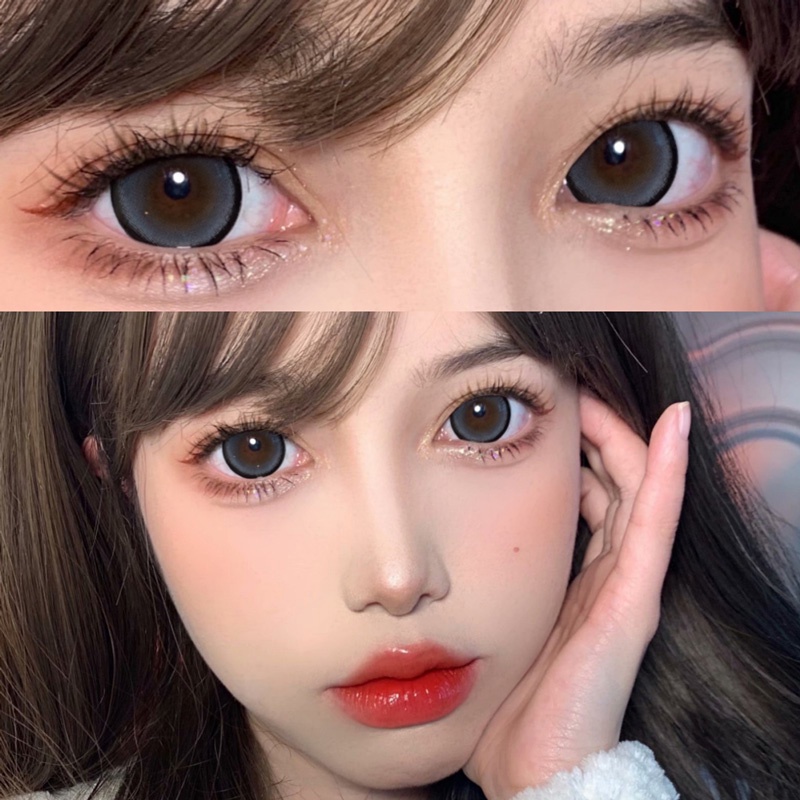 2Peças /par de Lentes de Contato de Beleza de Grande Diâmetro Olhos de Boneca Bonito Natural Preto Olhos Grandes Estilo Diário 14.5mm Caixa Grátis