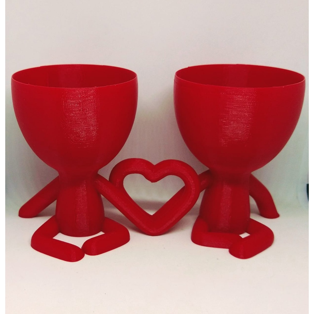 Vaso decorativo casal dos Apaixonados Bob Robert Plant coração para suculentas e mini cactos
