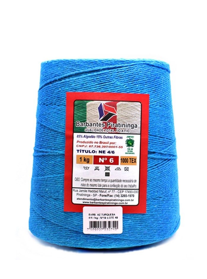 Barbante Piratininga 1Kg Número 6 Cor Azul Turquesa