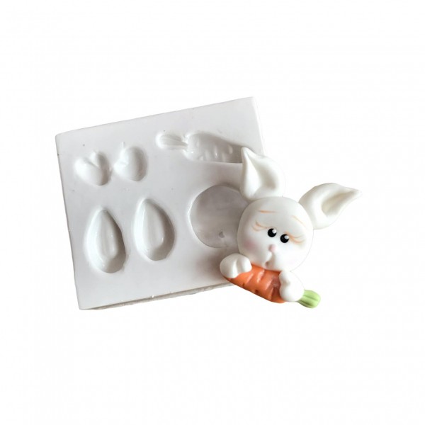 Molde De Silicone Coelhinho Na Cenoura Molde Para Confeitaria Molde Para Biscuit 1270