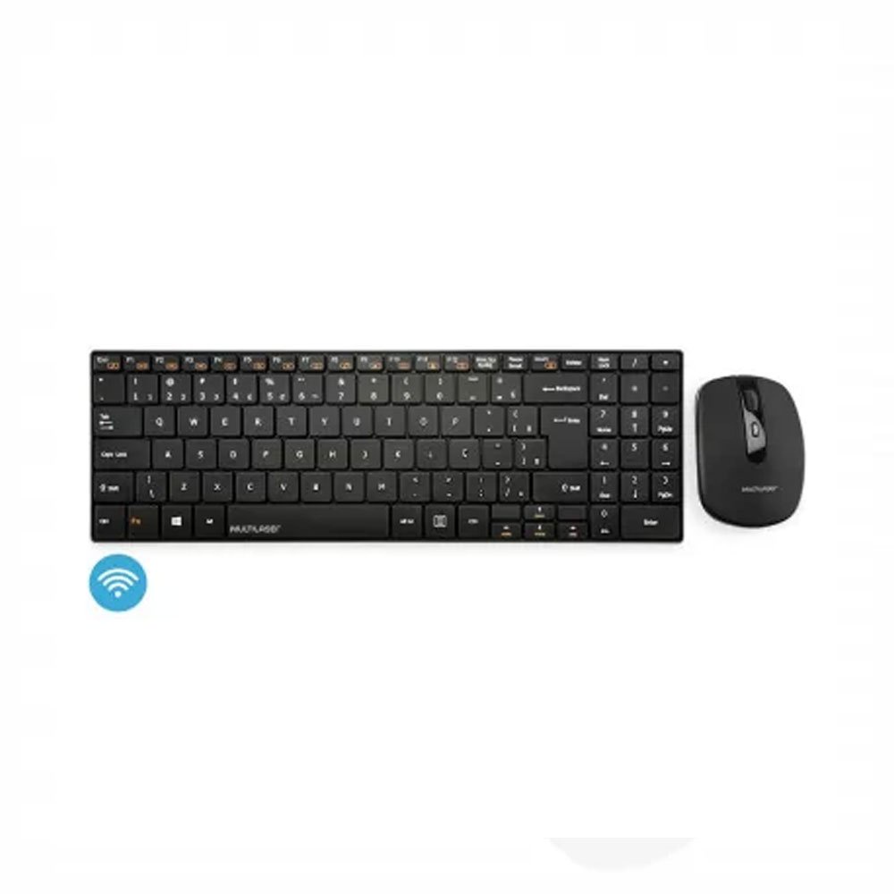 Teclado e Mouse Sem Fio 2.4 Ghz Multimídia USB Slim - TC202