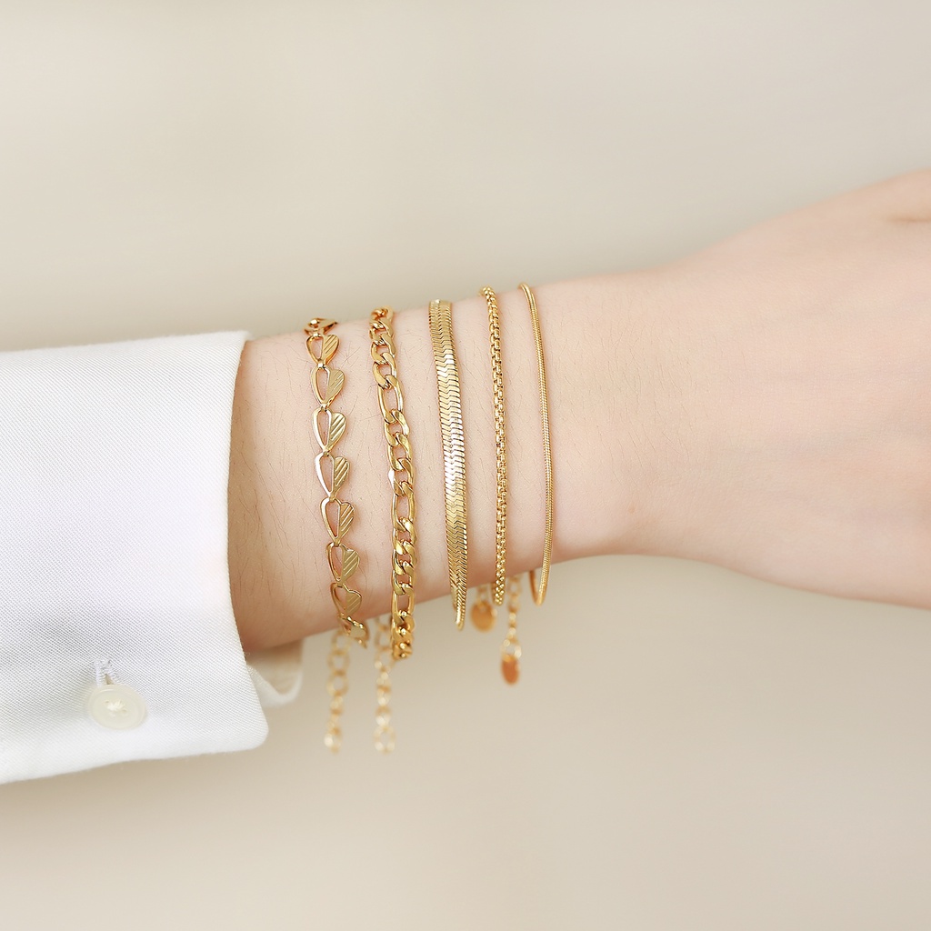 Vnox Pulseira Feminina De Aço Inoxidável Banhado A Ouro em Oferta na Shopee