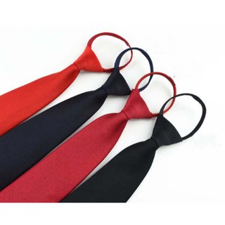 Gravata De Poliéster De Cor Lisa Com Zíper De 1pçs/8cm