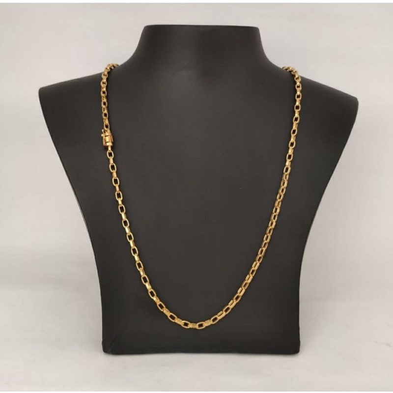 Corrente Masculina Cartier Caixa de Fósforo 67cm 4mm Moeda Antiga Banhada a Ouro 18k