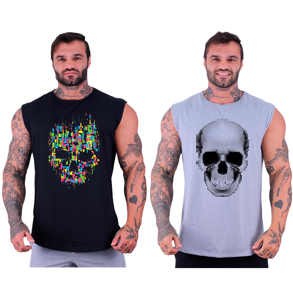 Kit 2 Regatas Machão Longline Masculina MXD Conceito Academia Musculação Casual Estampas Exclusivas em Oferta na Shopee