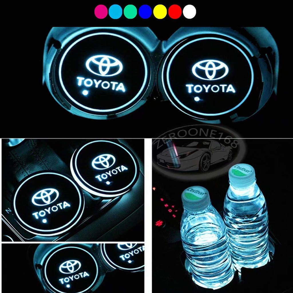 Car LED Cup Holder Lights, LED Light Cup Holder Bottom Mat Pad Coaster for Toyota Hilux Etios