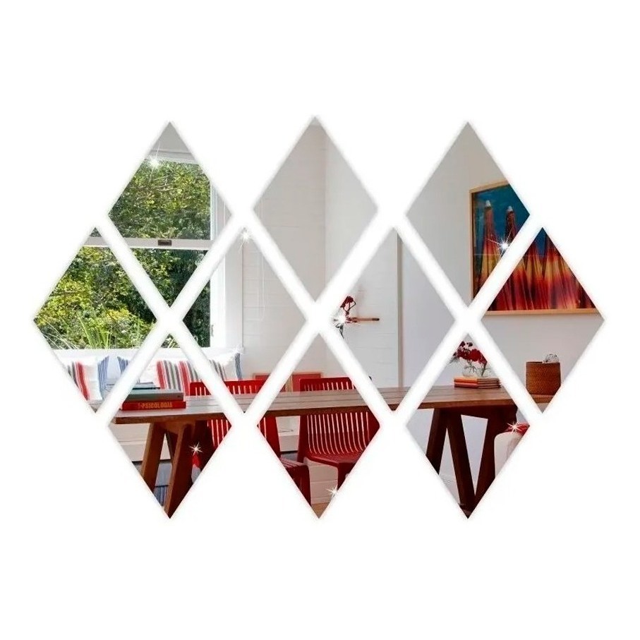 Espelho Decorativo Diamante Em Acrílico Losango 10 Peças em Oferta na Shopee