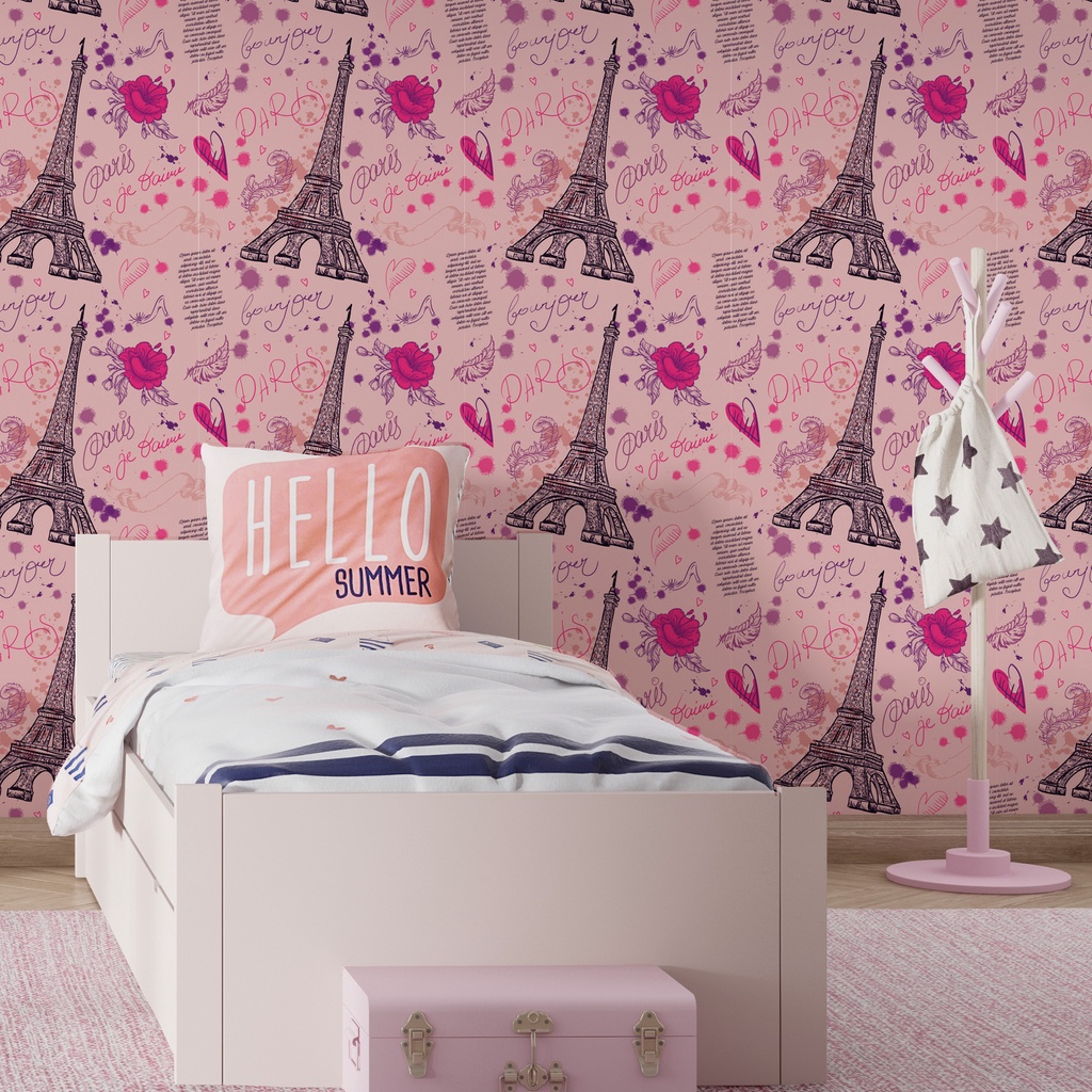 Papel De Parede Rosa Menina Adesivo Quarto Infantil Menina Rosa Adesivo Lavável - Pro Decor