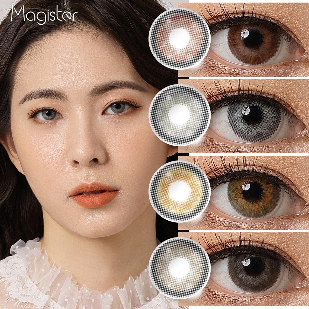 lentes de contato Coloridas Anual Coleção Dia 14.2 Milímetros natural Glamor Magieter Mel Marrom Com Borda Preta 1 pair